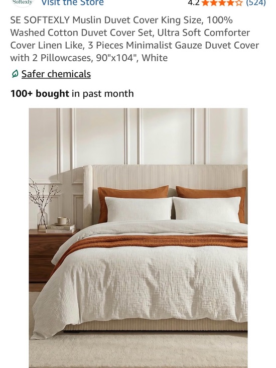 SE SOFTEXLY Other - White Muslin Duvet Cover and pillow shams - KING - NEW & UNOPENED
